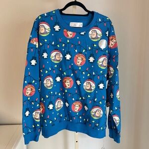 Disney Toy Story Holiday Light Up Sweater in Blue Woody Buzz, Adult XXL, NWT